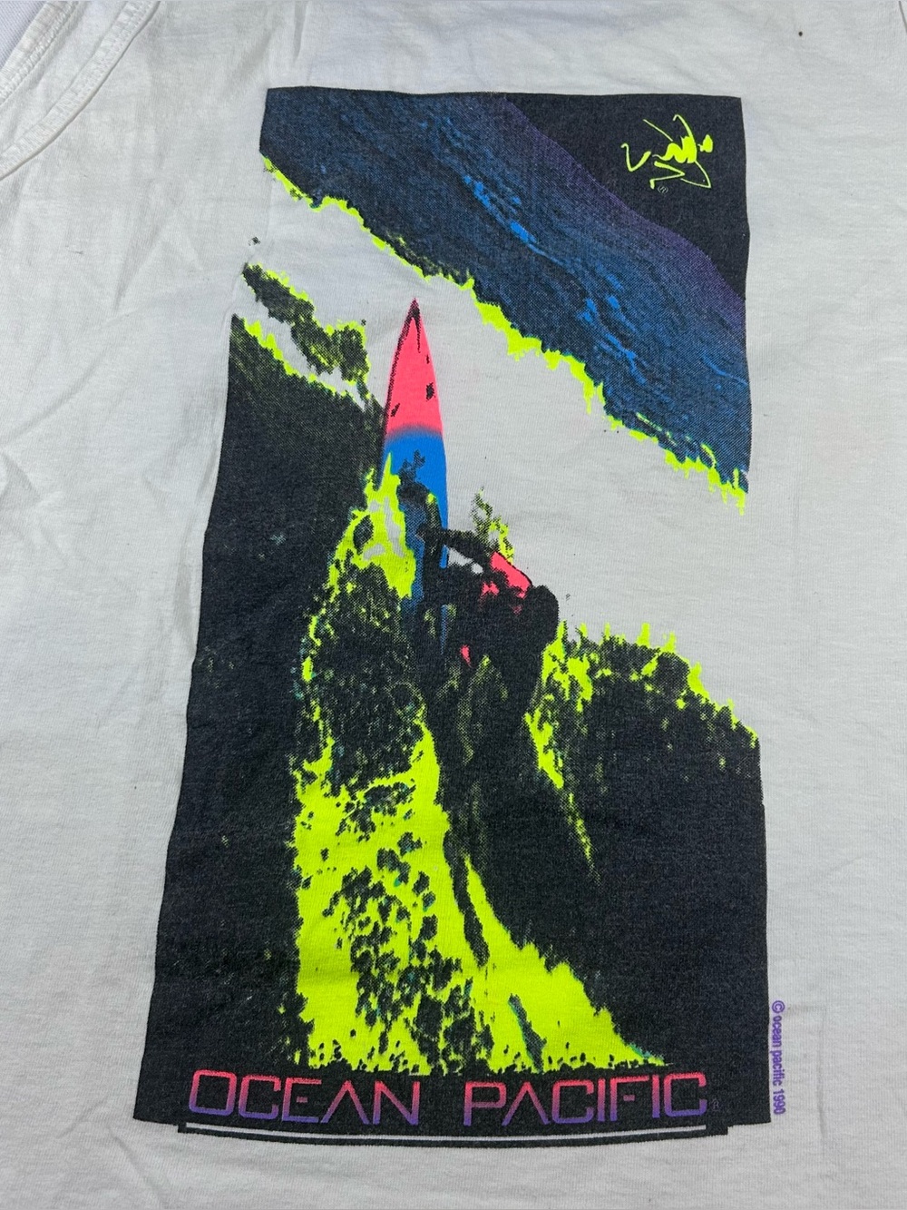 VTG 1990 Ocean Pacific Op Surf Tank Top Large White Single Stitch USA RARE